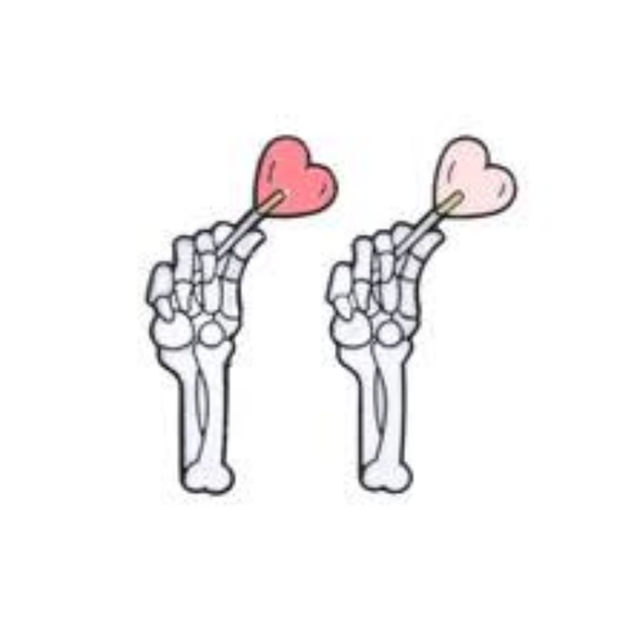 Accessories - Skeleton And Heart Best Friend Pins